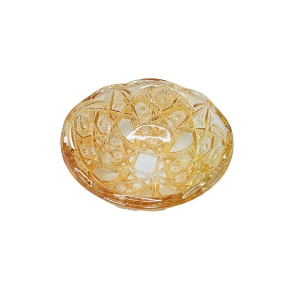 vintage 1950s-60s jeannette marigold diamond cut carnival glass bowl - Picture 6 of 11